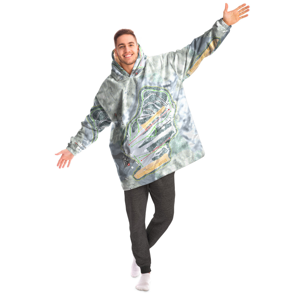 Mt Itasca, Minnesota Ski Trail Map Snug Hoodie