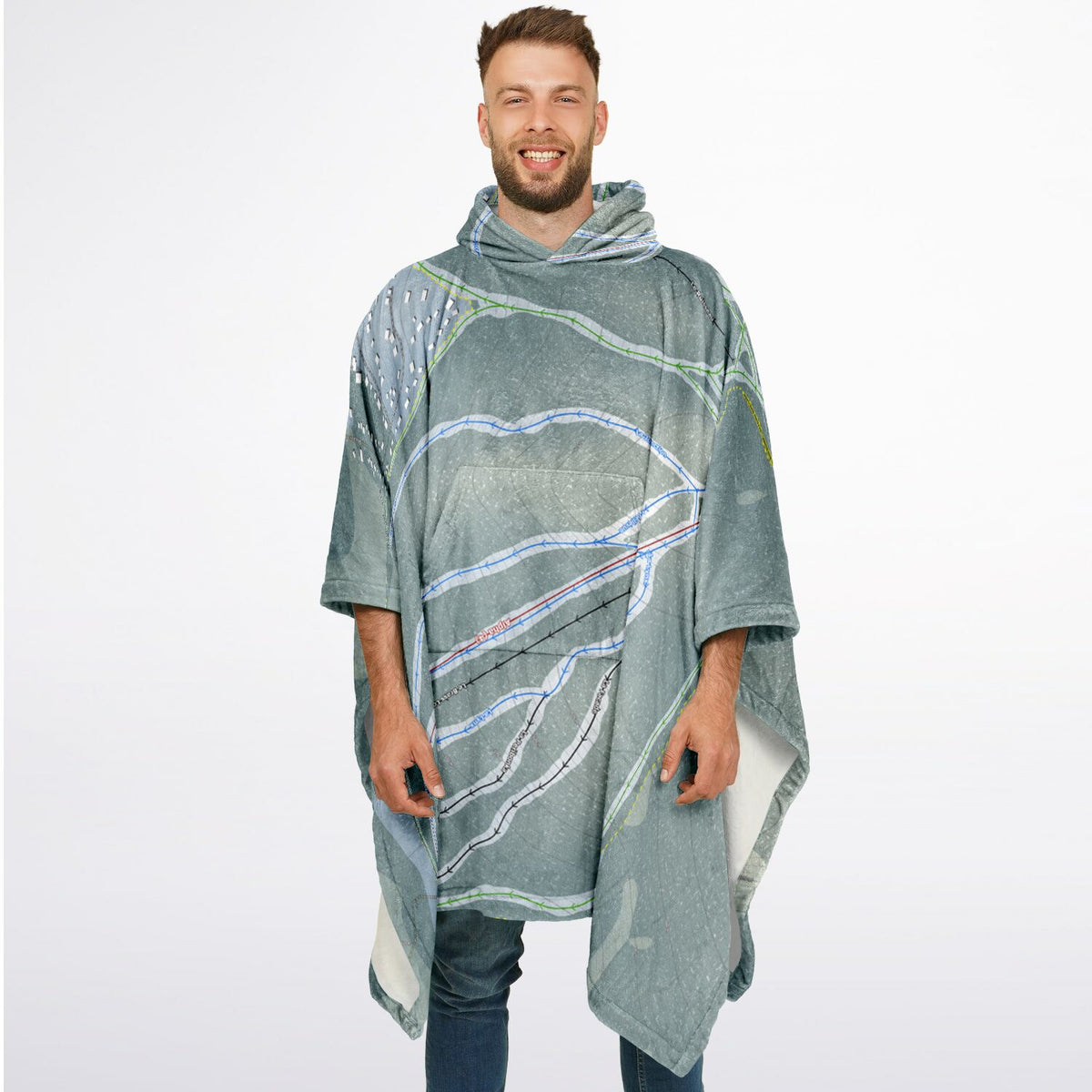 Le Valinouet, Quebec Ski Resort Map Flannel Blanket Poncho