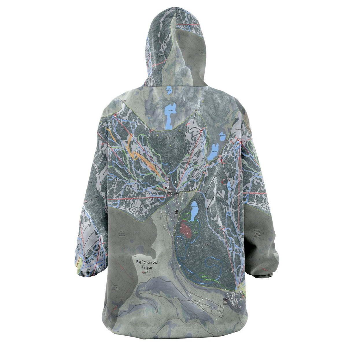 Big Cottonwood Canyon, Utah Ski Trail Map - Snug Hoodie