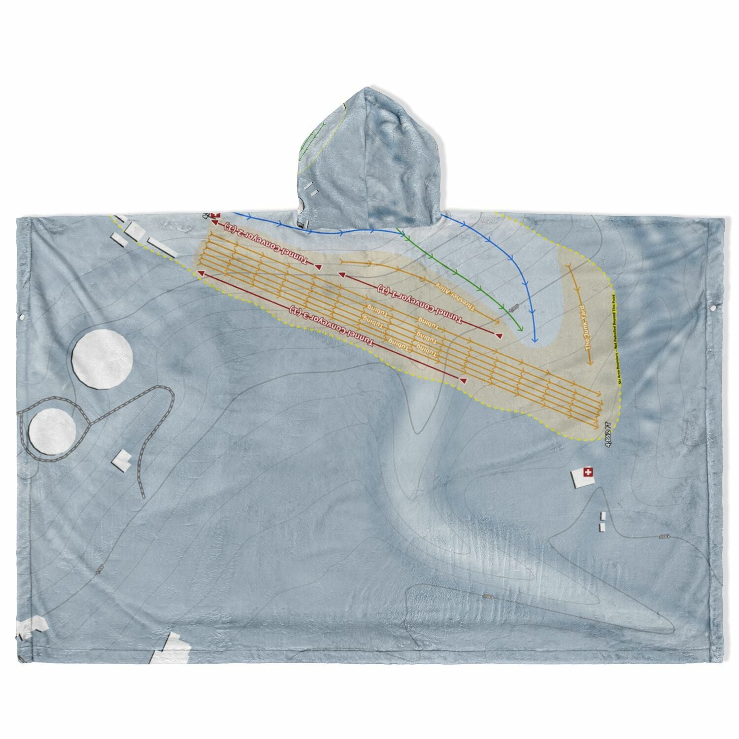 Hoedown Hill, Colorado Ski Resort Map Flannel Blanket Poncho