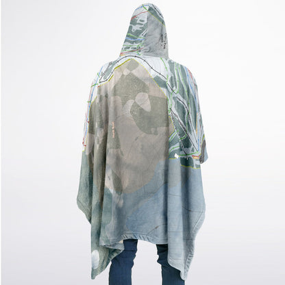 Cherry Peak, Utah Ski Resort Map Flannel Blanket Poncho