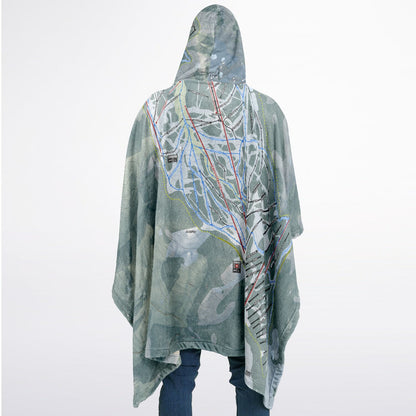 Aspen Mountain, Colorado Ski Resort Map Flannel Blanket Poncho