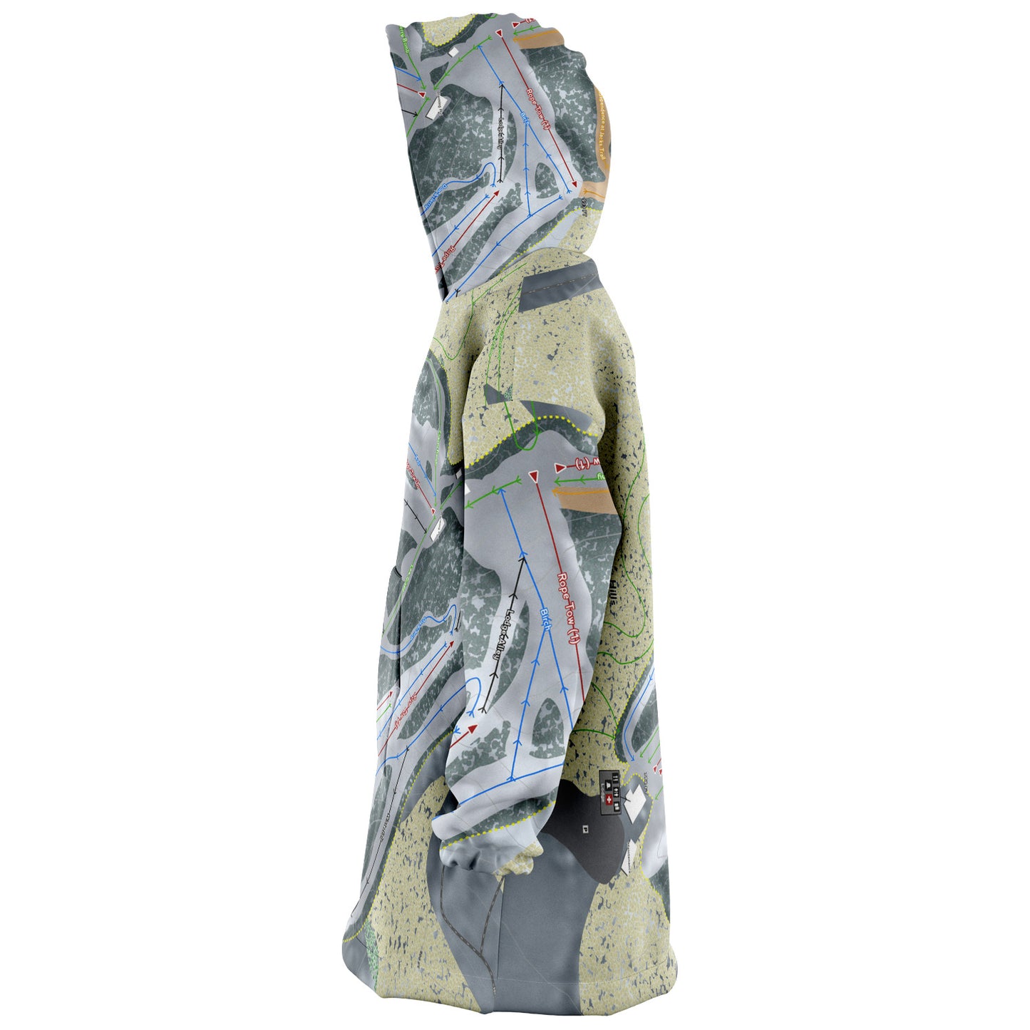 Hickory Hills, Michigan Ski Trail Map Snug Hoodie - Powderaddicts