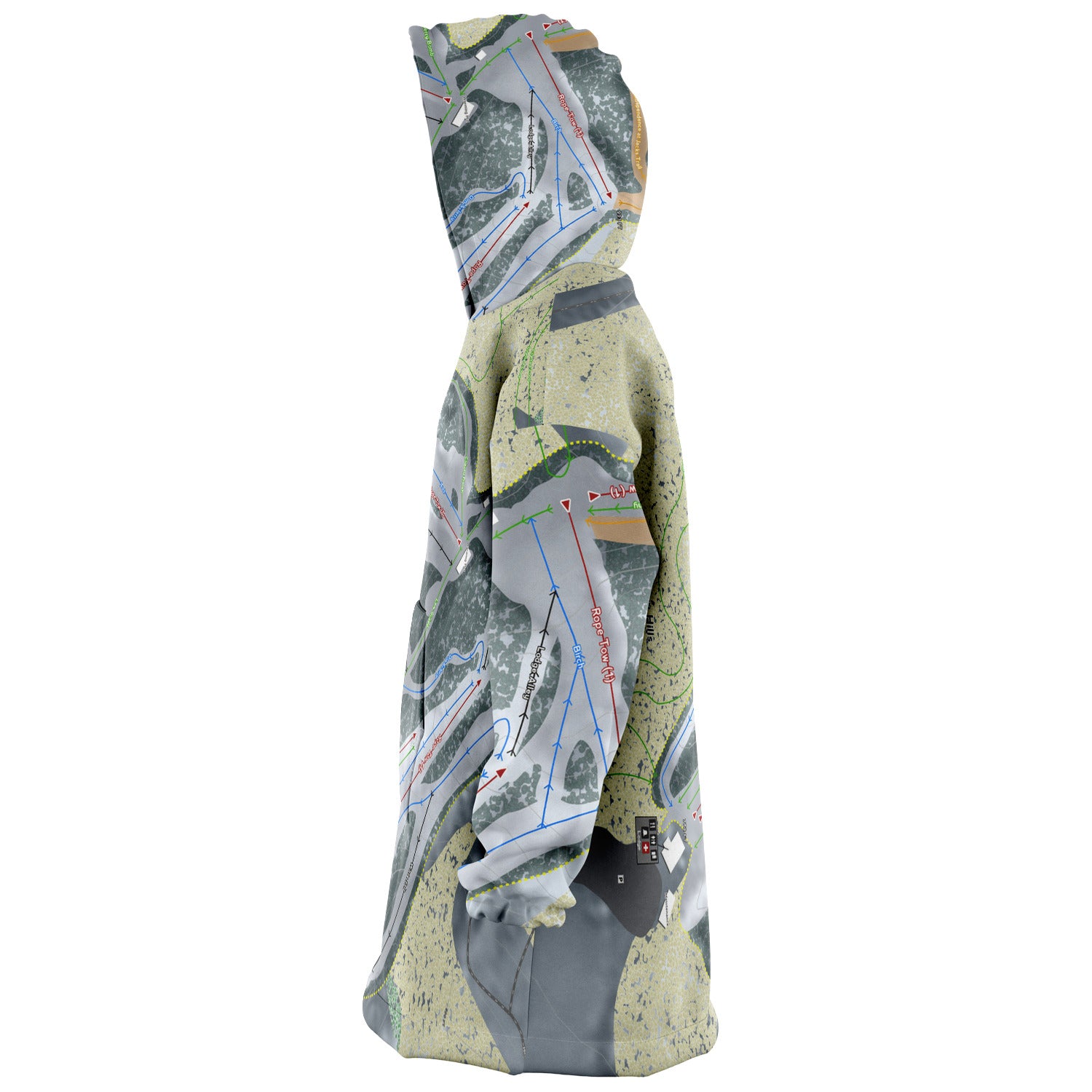 Hickory Hills, Michigan Ski Trail Map Snug Hoodie - Powderaddicts