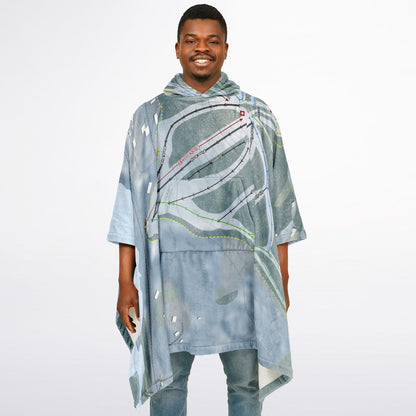 King Pine, New Hampshire Ski Resort Map Flannel Blanket Poncho