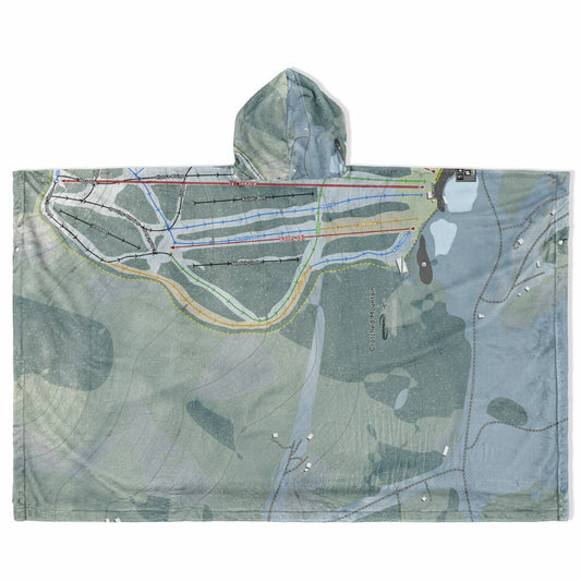 Crotched Mountain, New Hampshire Ski Resort Map Flannel Blanket Poncho