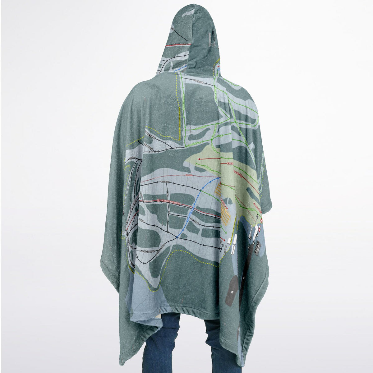Mt Norquay, Alberta Ski Resort Map Flannel Blanket Poncho