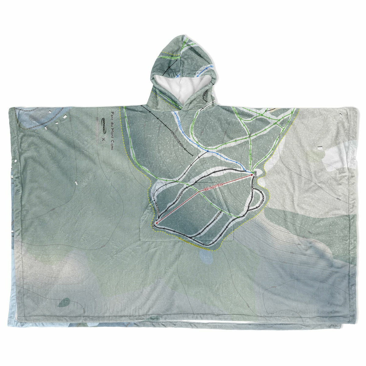 Parc Du Mont-Comi, Quebec Ski Resort Map Flannel Blanket Poncho