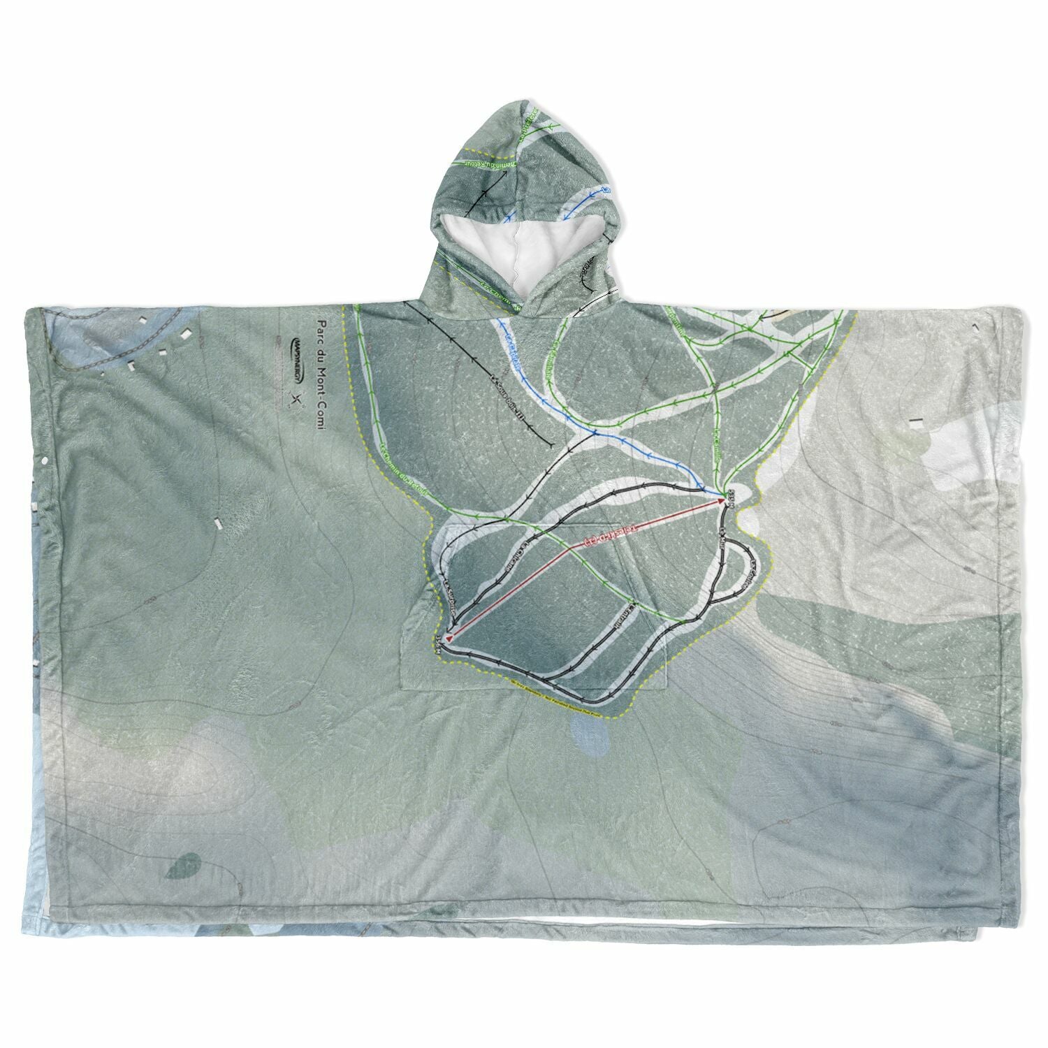 Parc Du Mont-Comi, Quebec Ski Resort Map Flannel Blanket Poncho