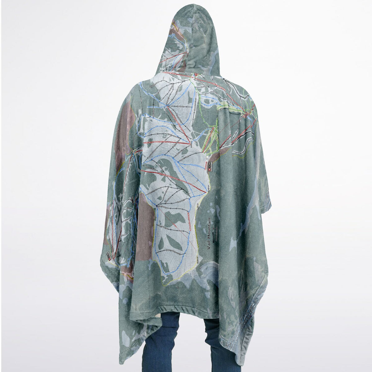 Vail, Colorado Ski Resort Map Flannel Blanket Poncho