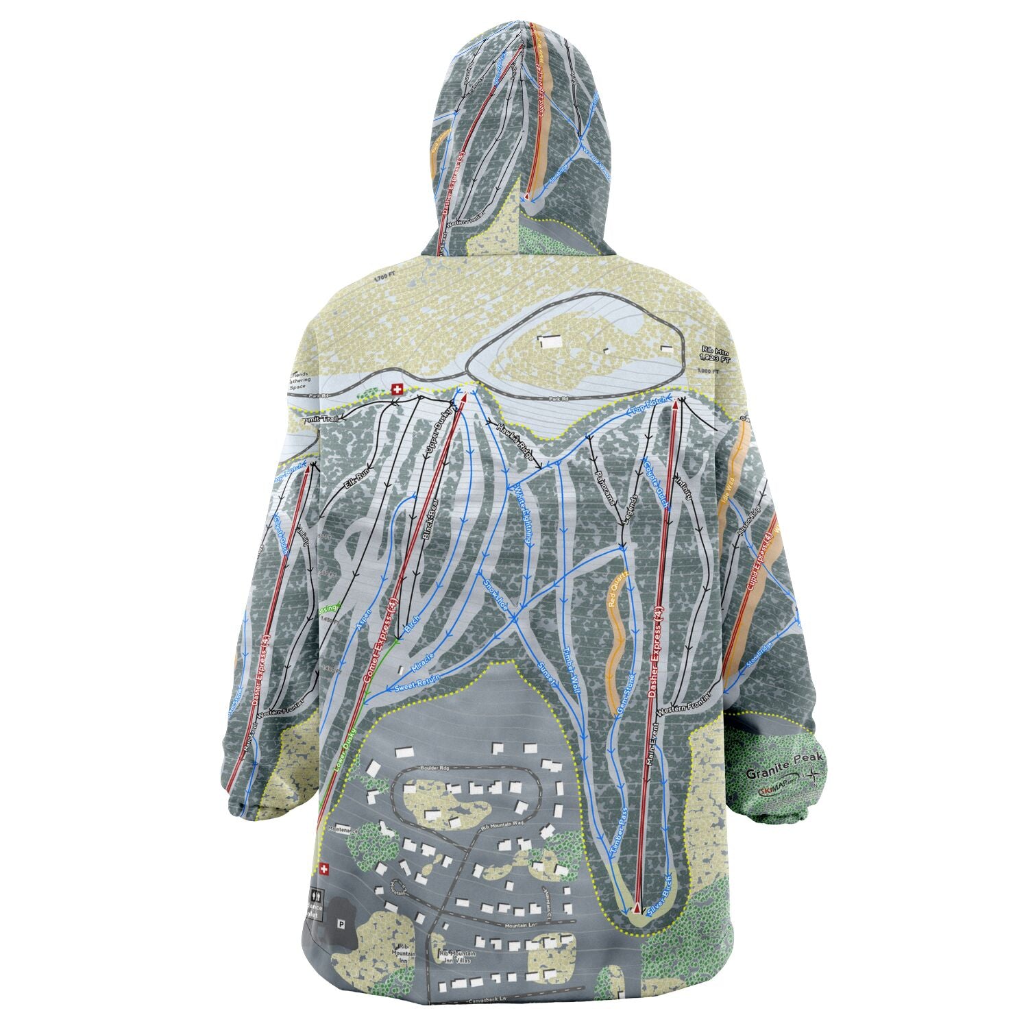 Granite Peak, Wisconsin Ski Trail Map - Snug Hoodie