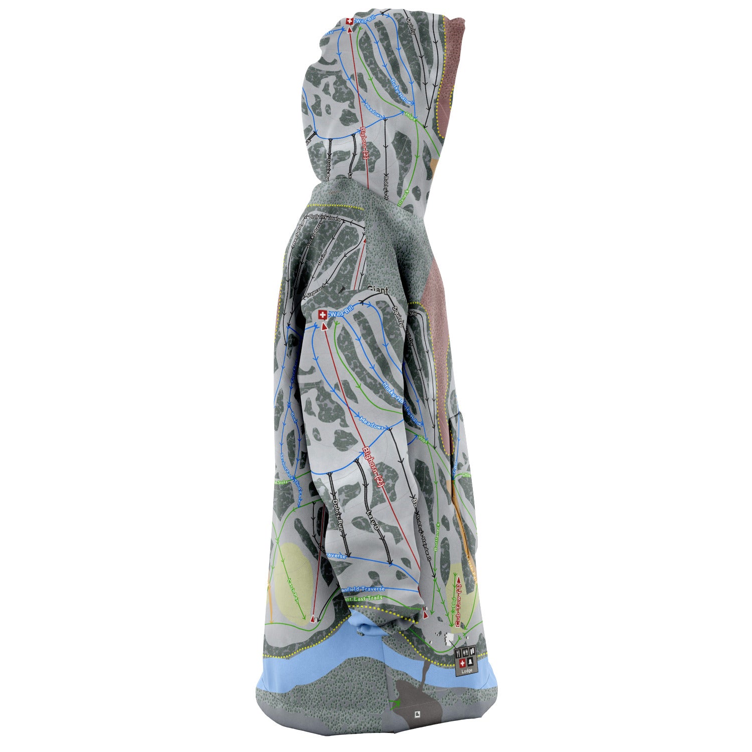 Sleeping Giant, Wyoming Ski Trail Map Snug Hoodie