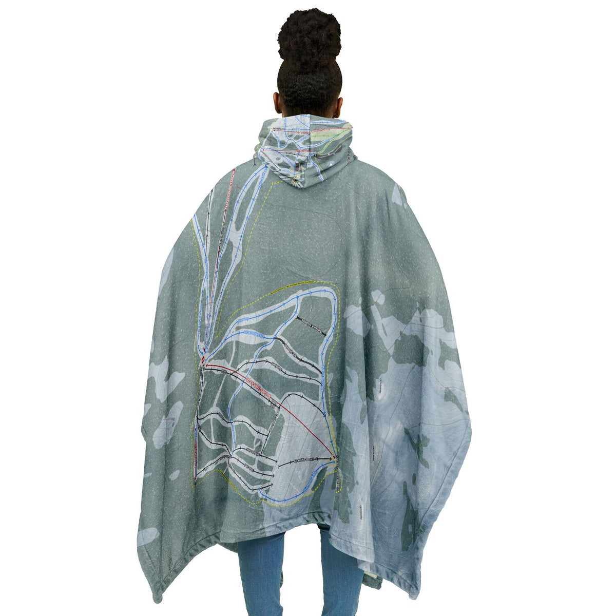 Dodge Ridge, California Ski Resort Map Flannel Blanket Poncho