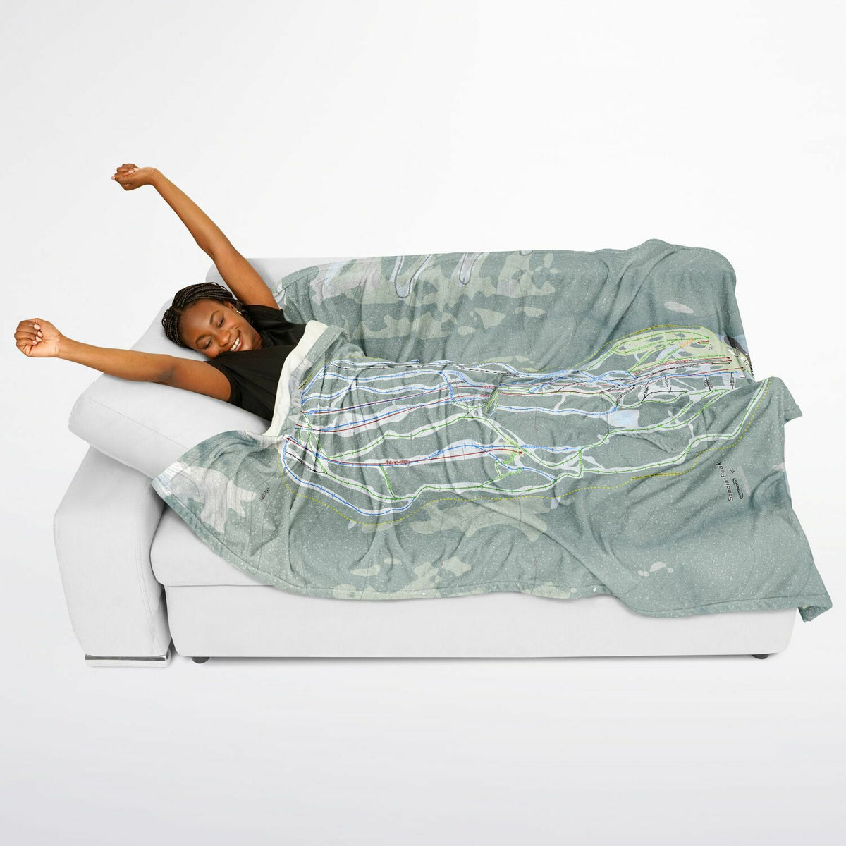 Sandia Peak, New Mexico Ski Resort Map Flannel Blanket Poncho