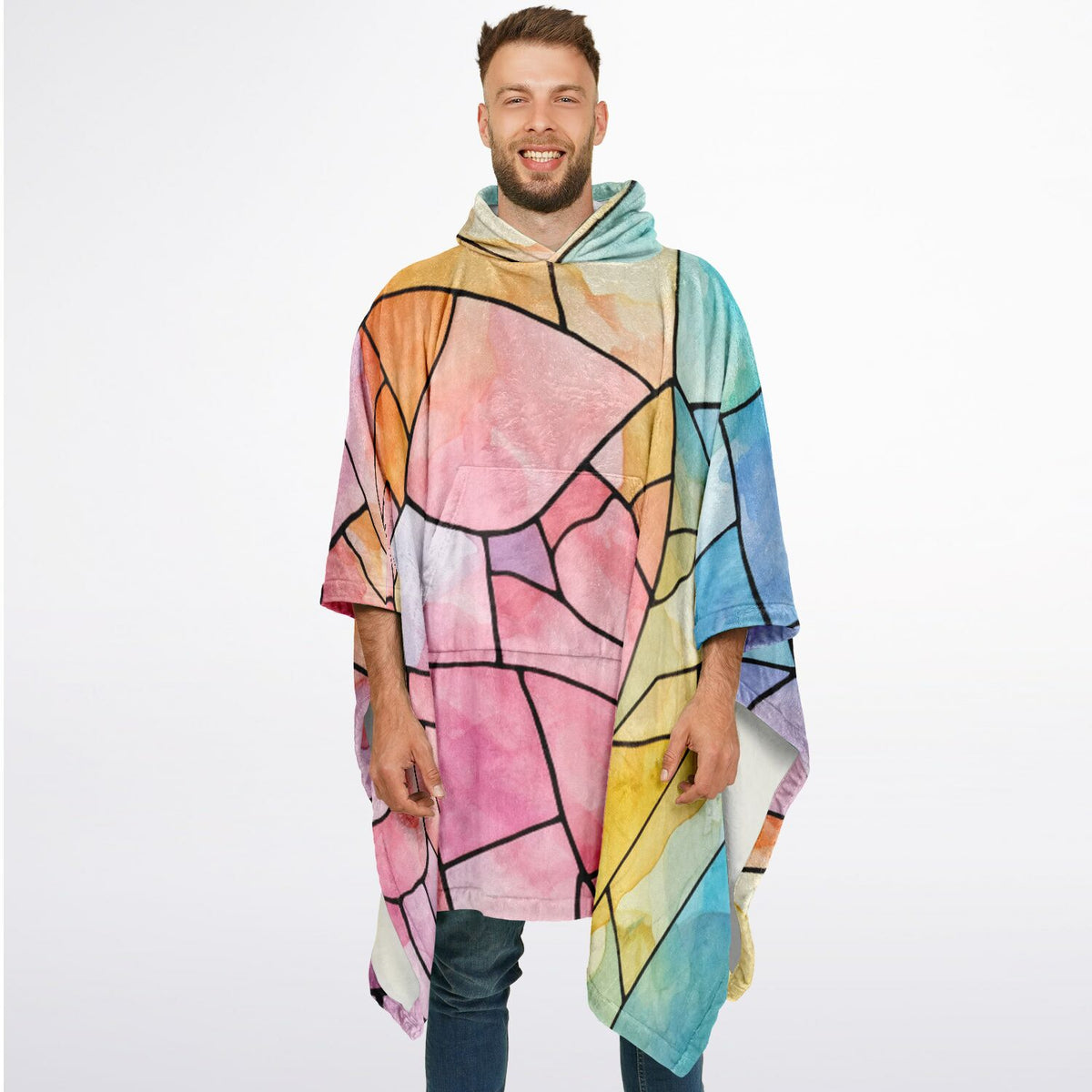 Stained Glass,  Flannel Blanket Poncho
