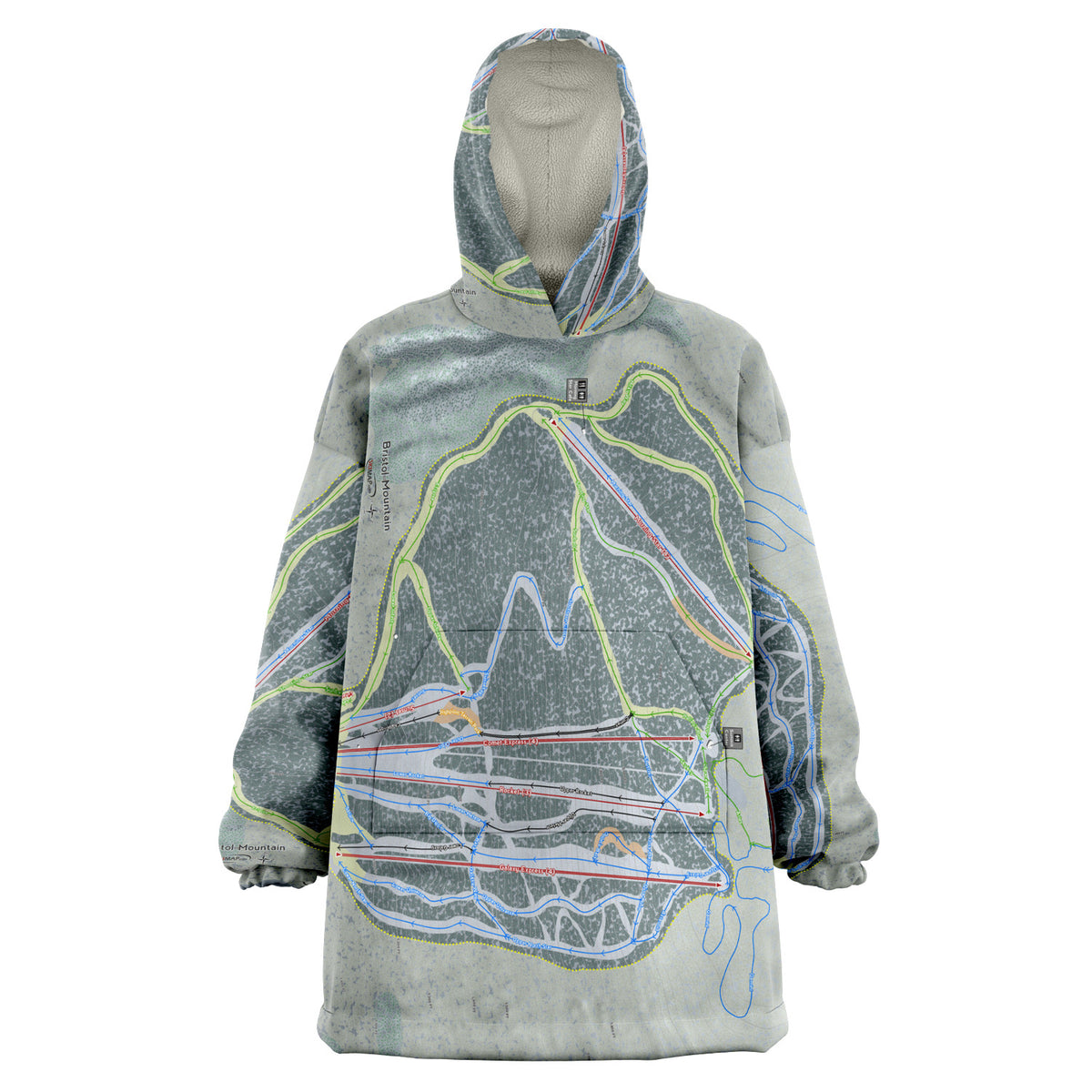 Bristol Mountain, New York Ski Trail Map - Snug Hoodie