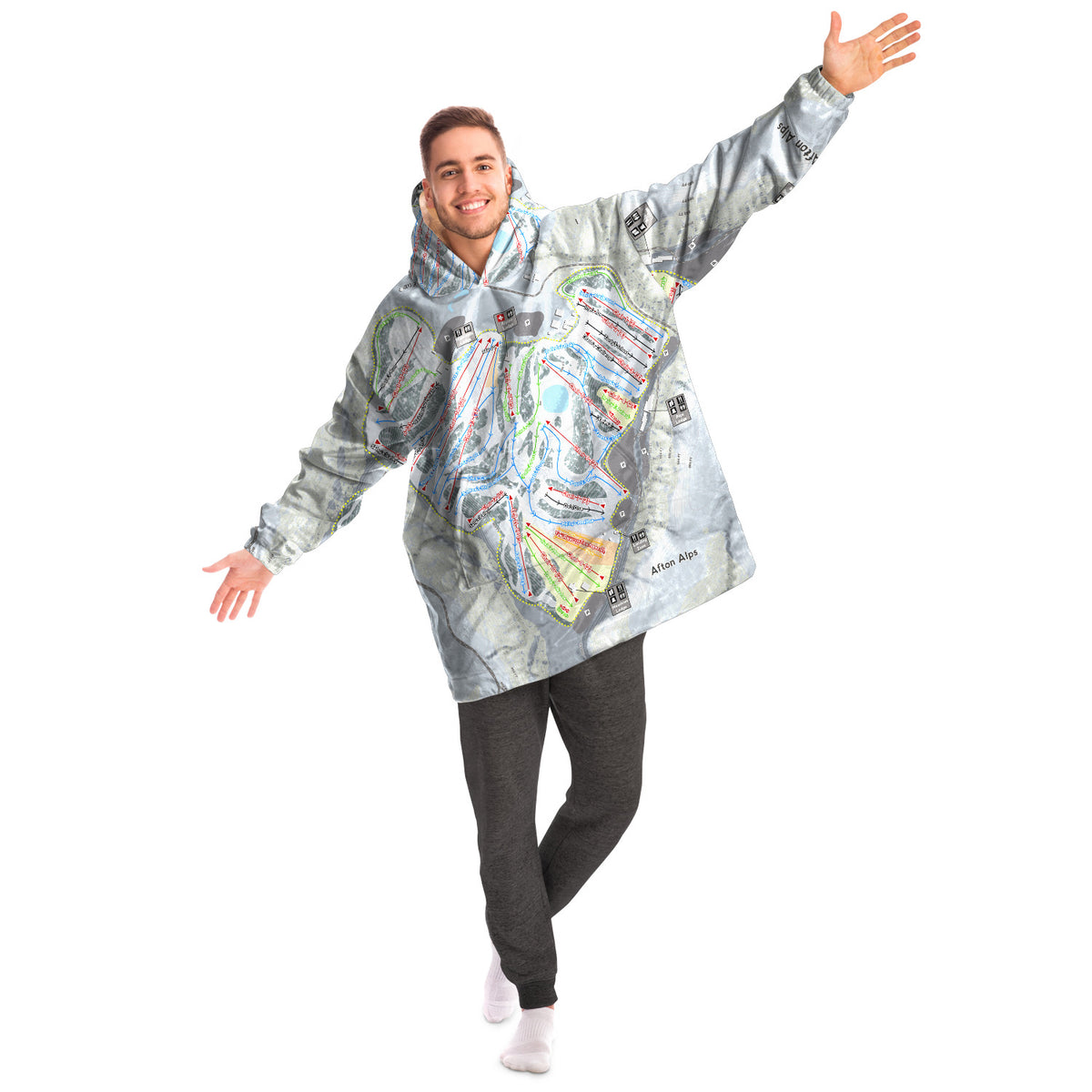 Afton Alps, Minnesota Ski Trail Map - Snug Hoodie