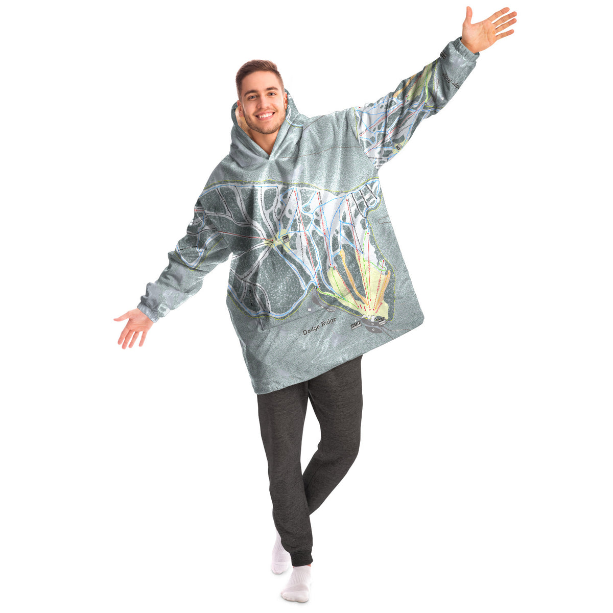 Dodge Ridge, California Ski Trail Map - Snug Hoodie