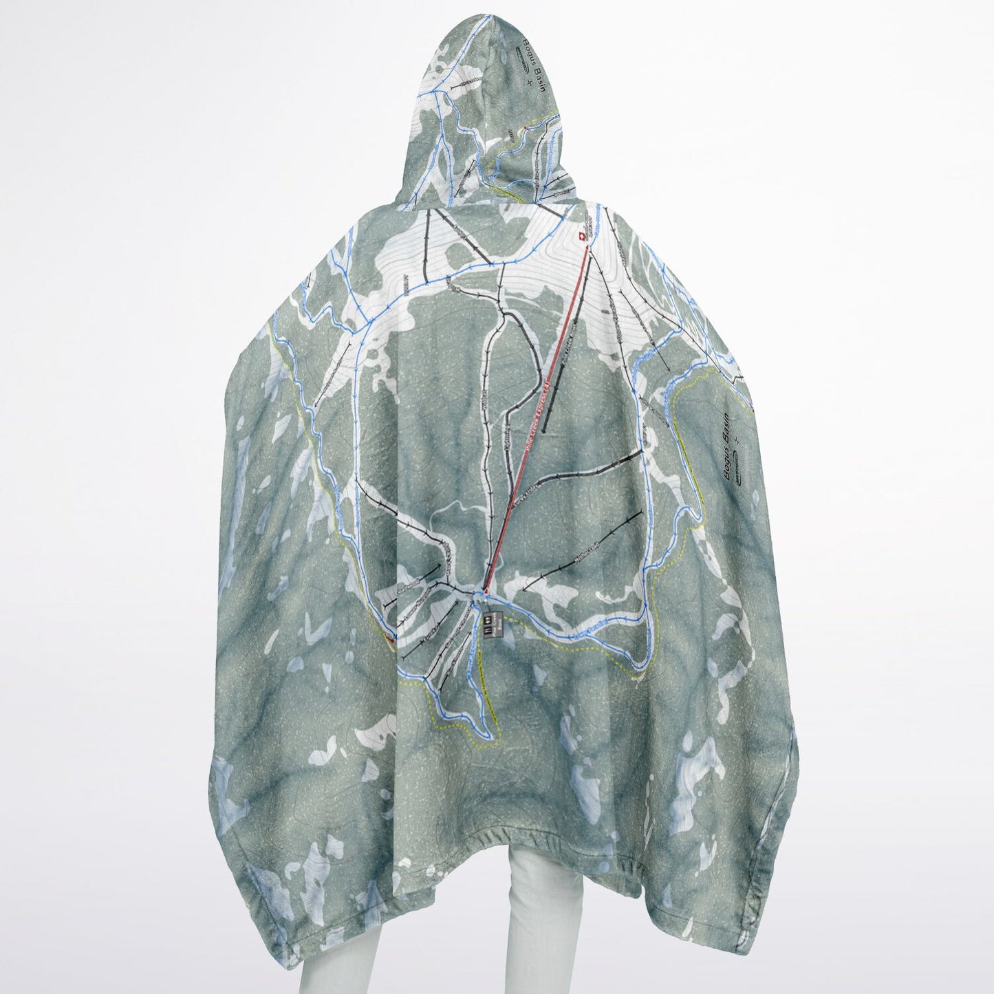 Bogus Basin, Idaho Ski Resort Map Flannel Blanket Poncho