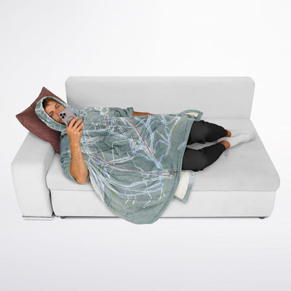Schweitzer, Idaho Ski Resort Map Flannel Blanket Poncho
