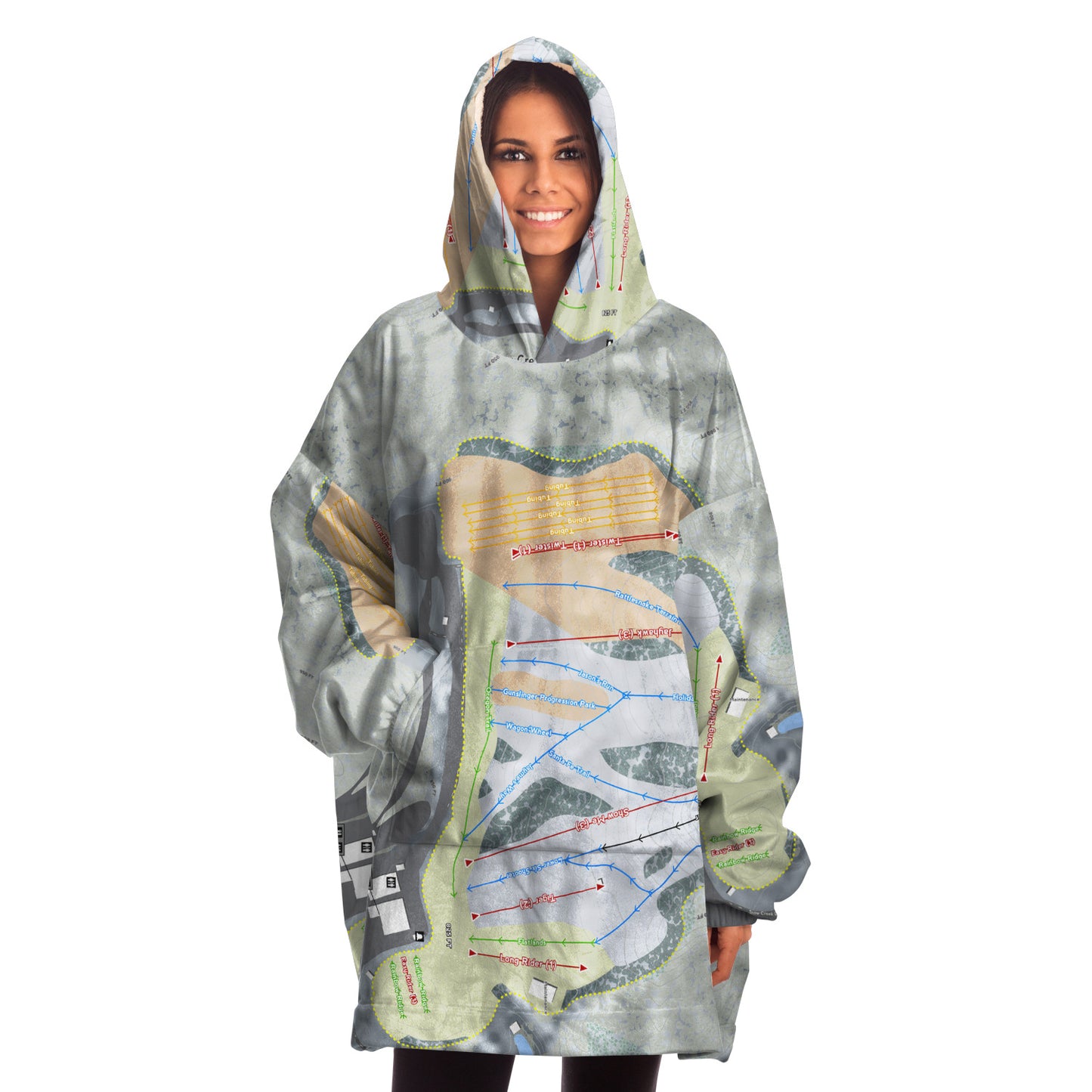 Snow Creek, Missouri Ski Trail Map Snug Hoodie - Powderaddicts