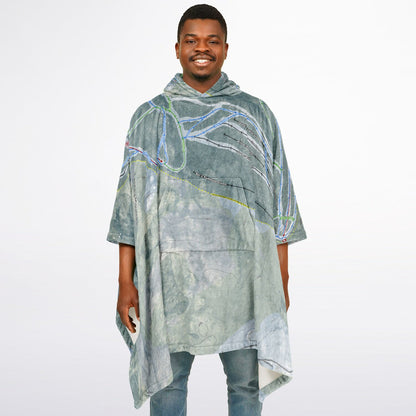 Tenney Mountain, New Hampshire Ski Resort Map Flannel Blanket Poncho