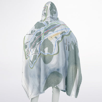 Magic Mountain, Idaho Ski Resort Map Flannel Blanket Poncho