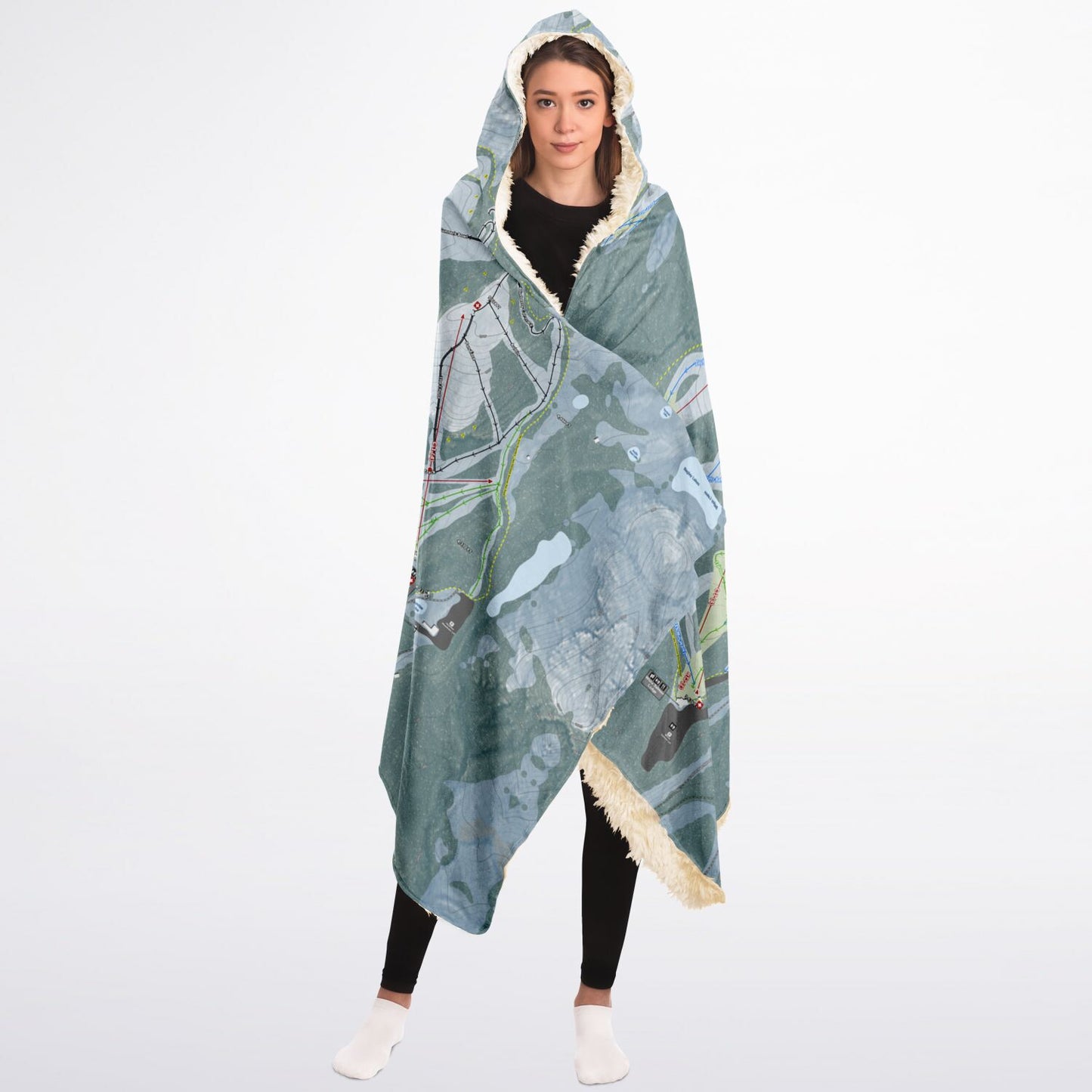 Mt. Baker, Washington Ski Trail Map - Adult Hooded Blanket