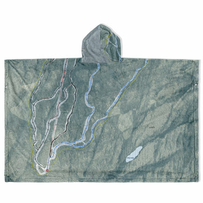 Big Moose Mountain, Maine Ski Resort Map Flannel Blanket Poncho