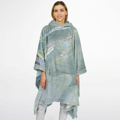 Cannon Mountain, New Hampshire Ski Resort Map Flannel Blanket Poncho