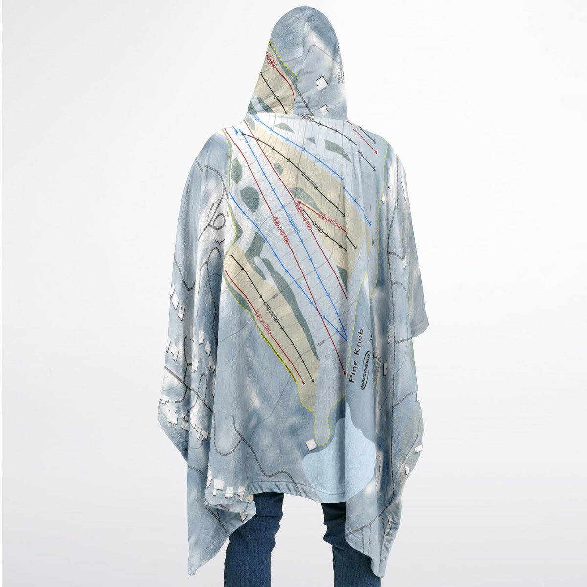 Pine Knob, Michigan Ski Resort Map Flannel Blanket Poncho