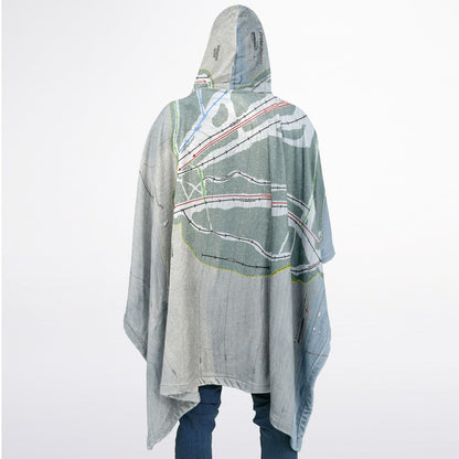 Labrador Mountain, New York Ski Resort Map Flannel Blanket Poncho