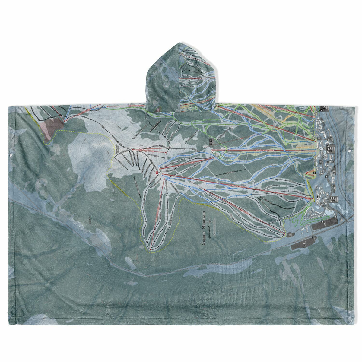 Copper Mountain, Colorado Ski Resort Map Flannel Blanket Poncho