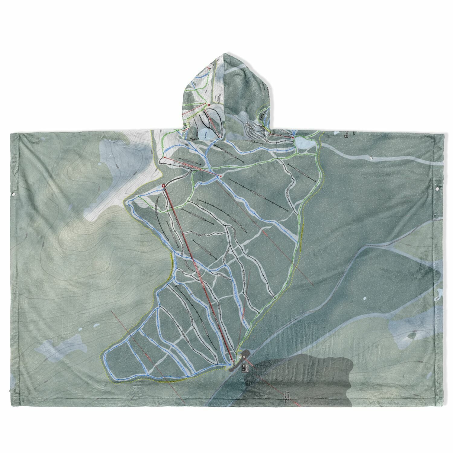Big White, British Columbia Ski Resort Map Flannel Blanket Poncho