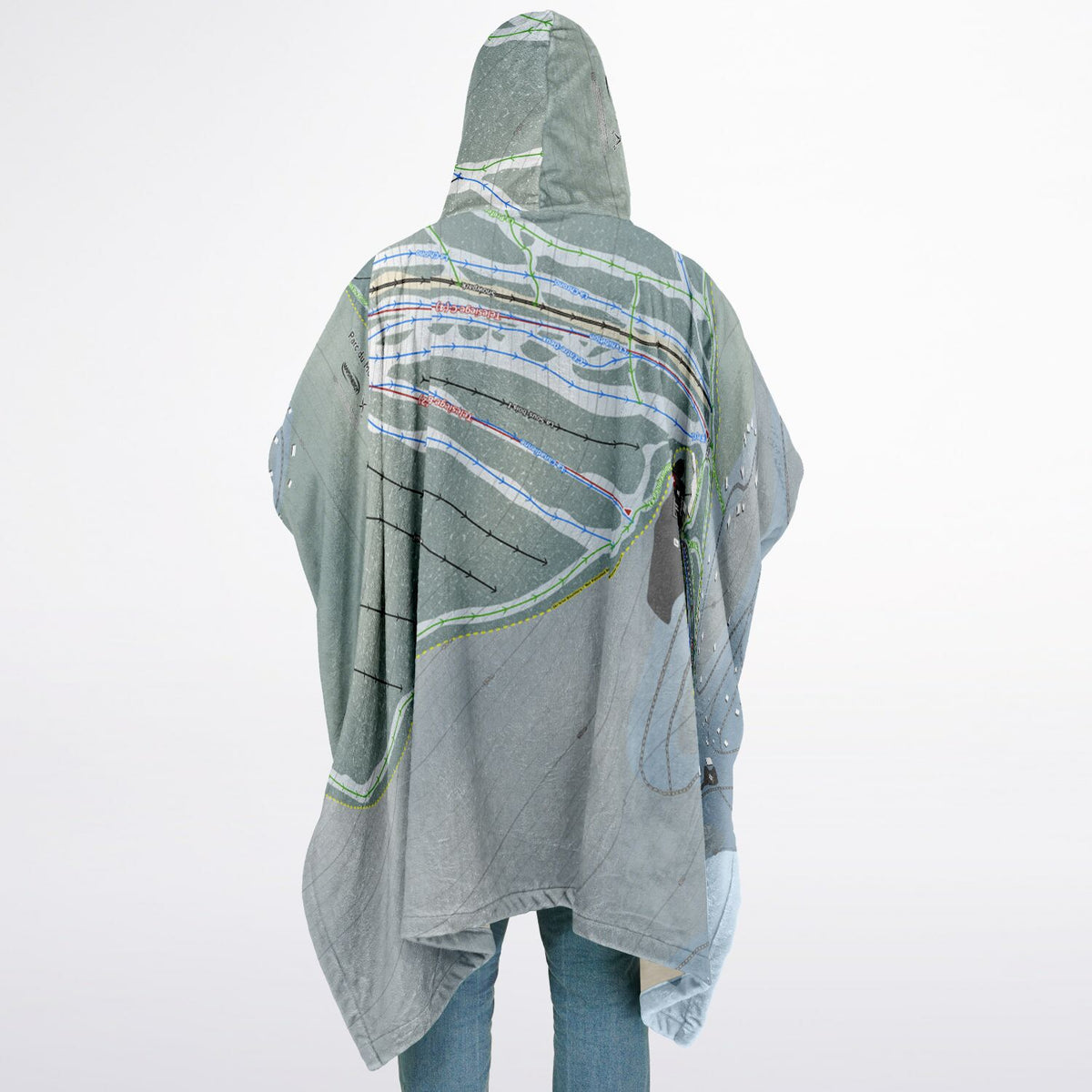 Parc Du Mont-Comi, Quebec Ski Resort Map Flannel Blanket Poncho