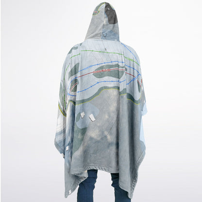 Dry Hill, New York Ski Resort Map Flannel Blanket Poncho