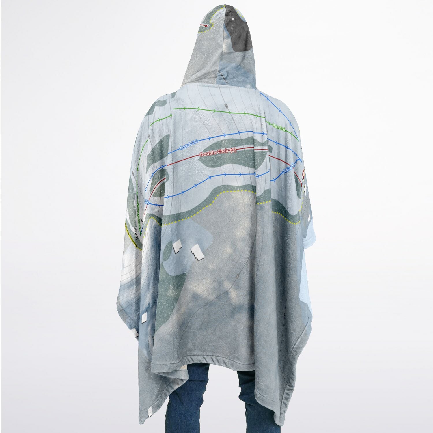 Dry Hill, New York Ski Resort Map Flannel Blanket Poncho