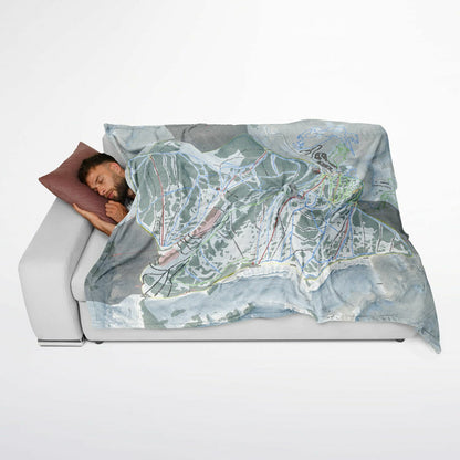 Grand Targhee, Wyoming Ski Resort Map Flannel Blanket Poncho