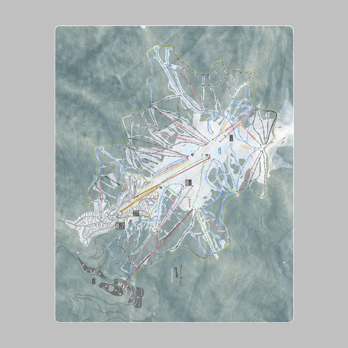 Mount Buller, Australia Ski Resort Map Printed Beach Towel