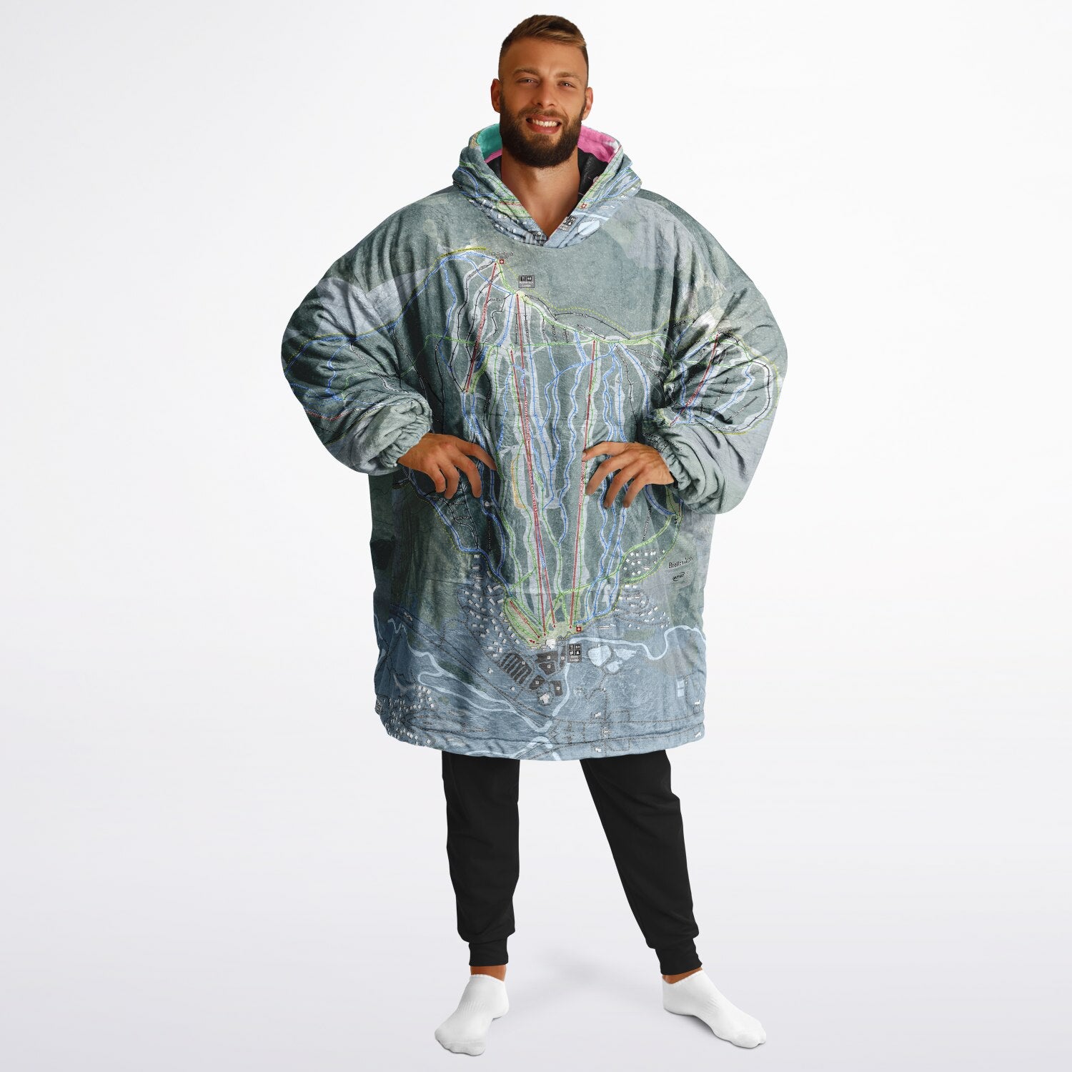 Bretton Woods, New Hampshire Ski Resort Map Reversible Snug Hoodie