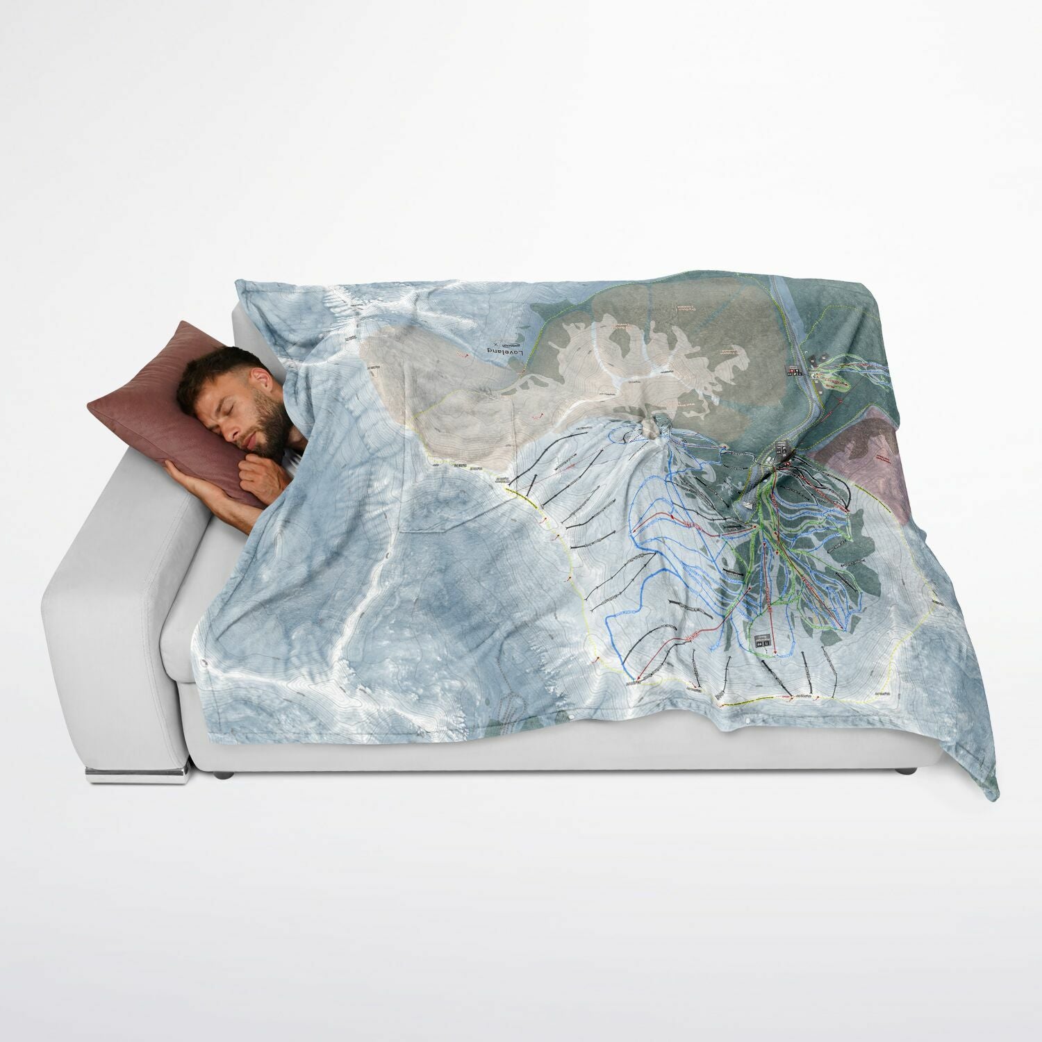 Loveland, Colorado Ski Resort Map Flannel Blanket Poncho