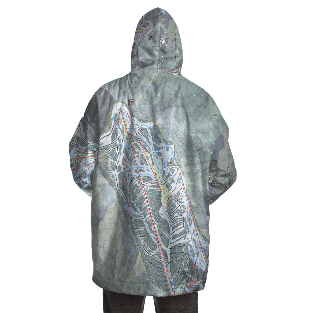 Aspen Mountain, Colorado Ski Trail Map - Snug Hoodie