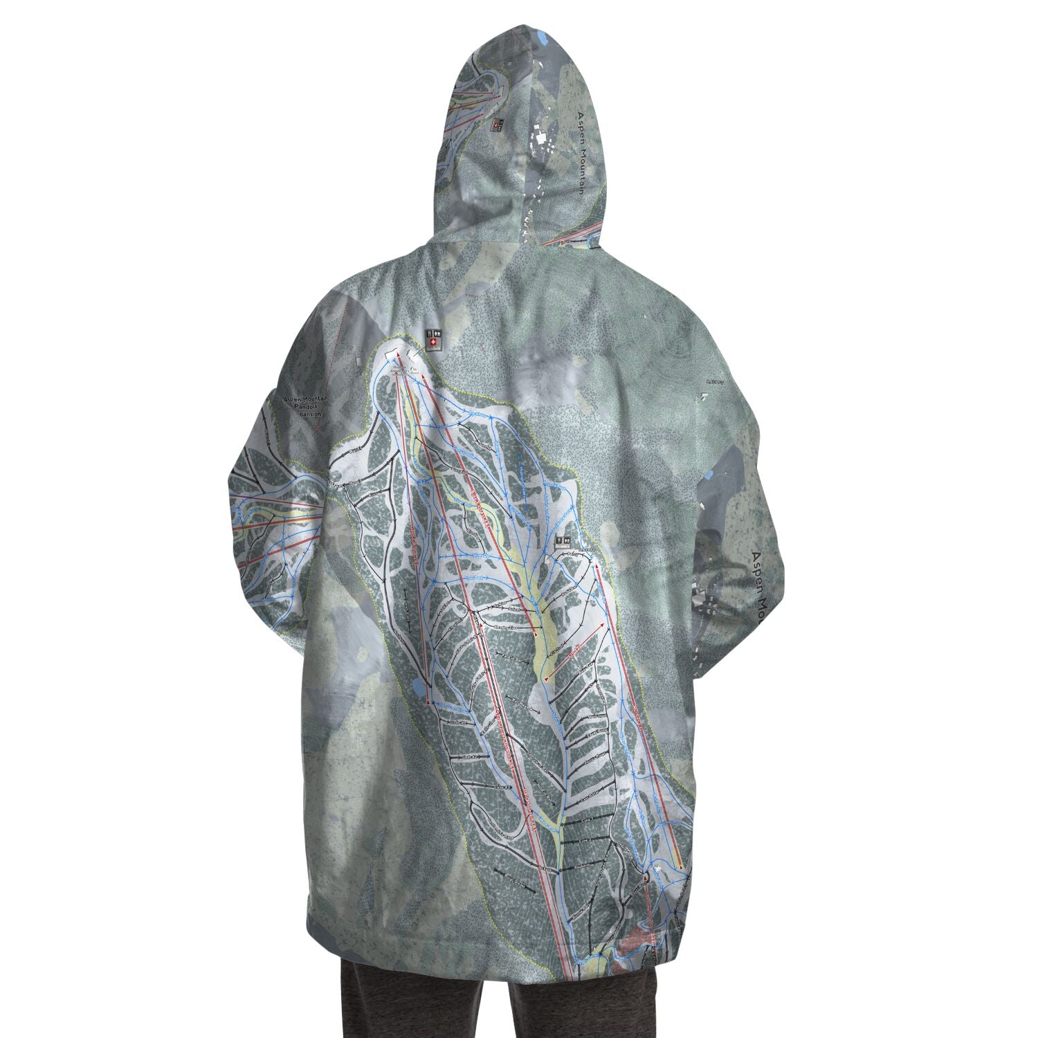 Aspen Mountain, Colorado Ski Trail Map - Snug Hoodie