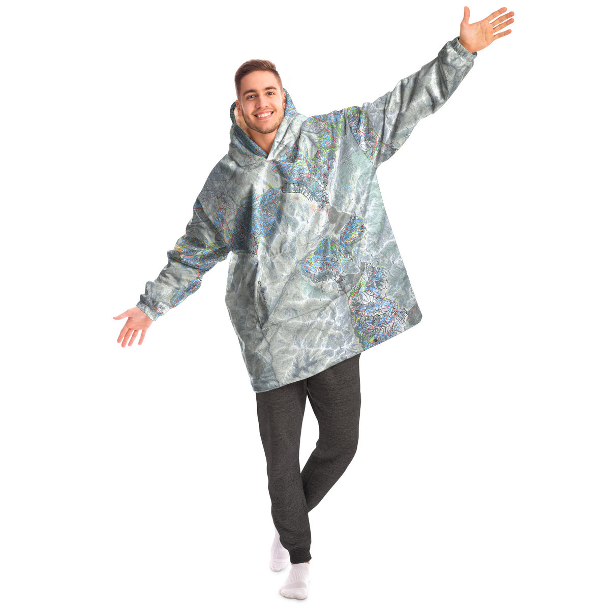 One Wasatch, Utah Ski Trail Map - Snug Hoodie