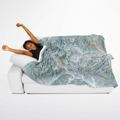 Cottonwoods, Utah Ski Resort Map Flannel Blanket Poncho