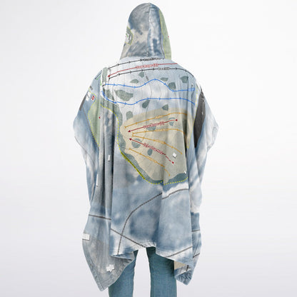 Snow Snake, Michigan Ski Resort Map Flannel Blanket Poncho