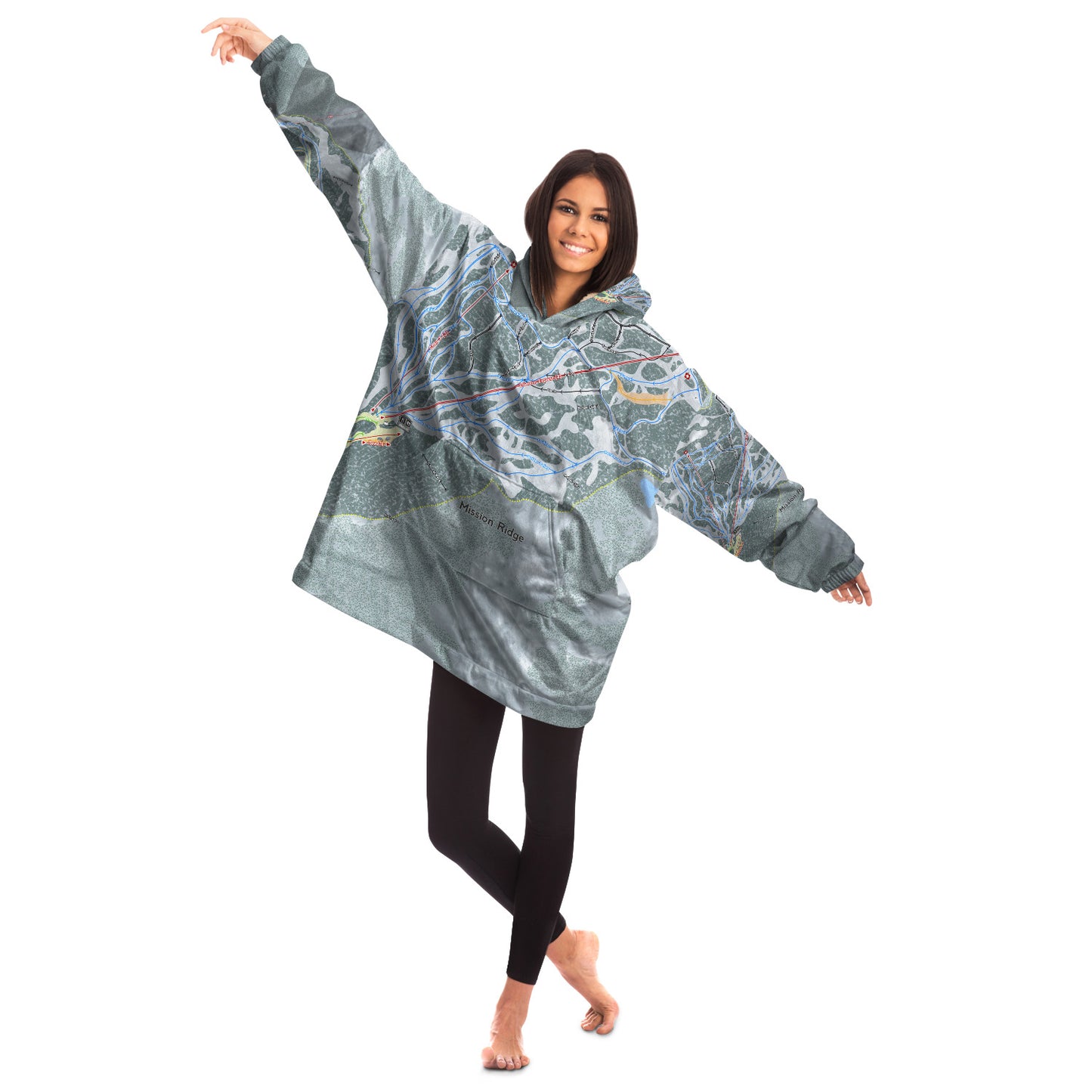 Mission Ridge, Washington Ski Trail Map - Snug Hoodie - Powderaddicts