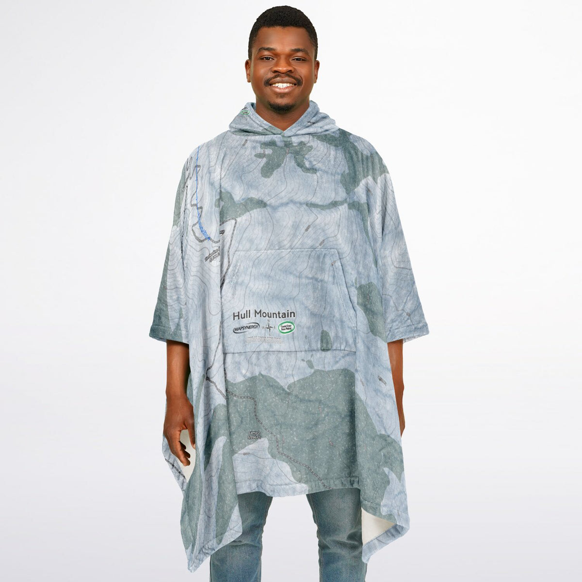 Hull Mountain, California Ski Resort Map Flannel Blanket Poncho