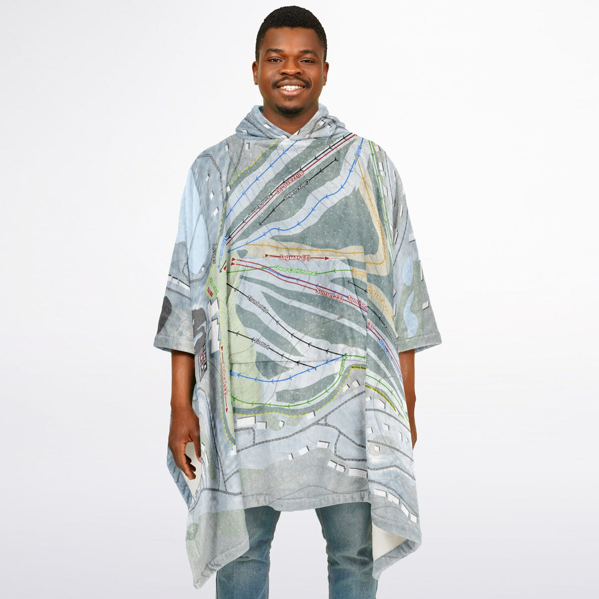 Hidden Valley, Pennsylvania Ski Resort Map Flannel Blanket Poncho