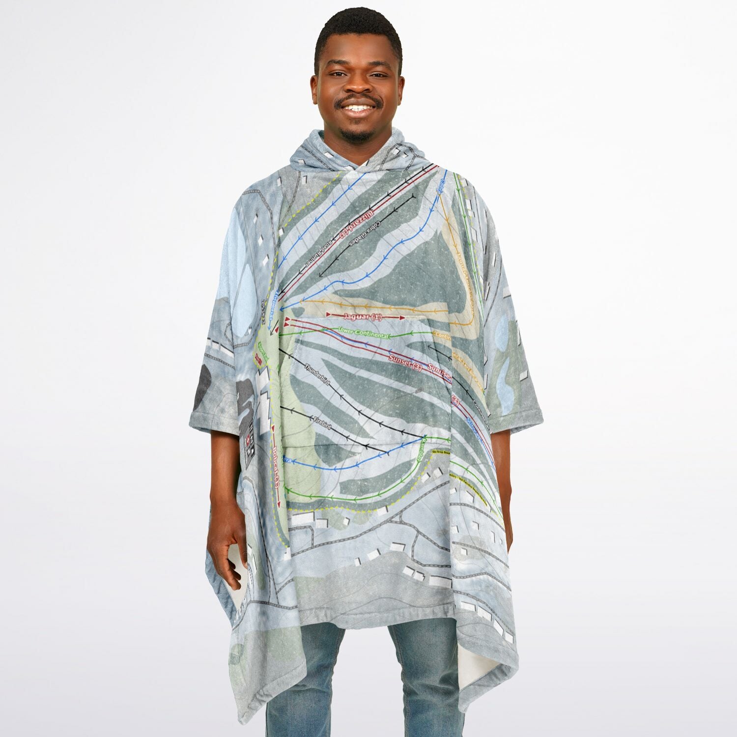 Hidden Valley, Pennsylvania Ski Resort Map Flannel Blanket Poncho